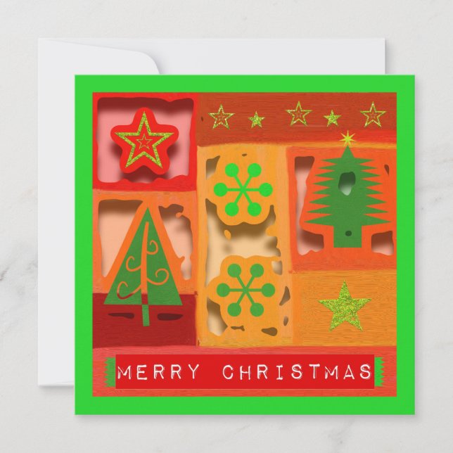 Frohe Weihnachten 3-D Look Flachbildschirm-Grußkar Karte (Vorderseite)