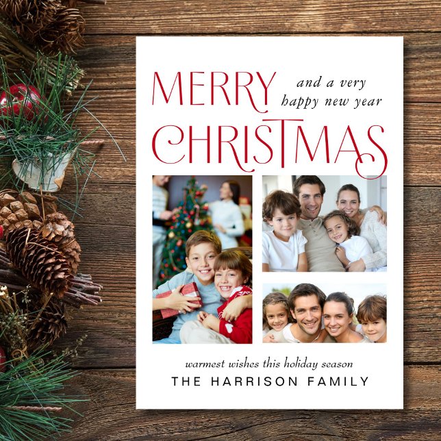 Frohe Weihnachten 3 Foto (This holiday season, let your family's smiles and heartwarming memories shine on our 3 photo card)