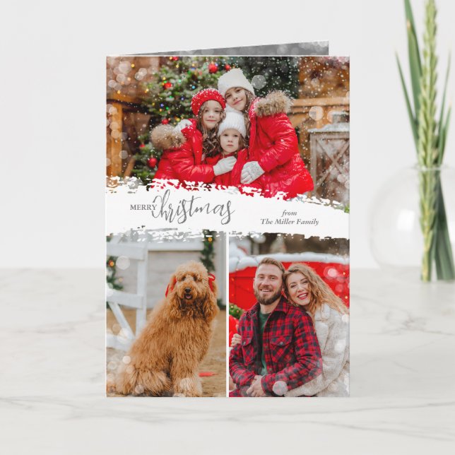 Frohe Weihnachten 3 Foto-Collage gefaltet (Vorderseite)