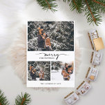 Frohe Weihnachten 3 Fotos Collage Moderne Schrift<br><div class="desc">Machen Sie Ihre eigene Weihnachtsgrüßkarte mit Ihren Fotos, um Freunden und Familie ein frohes Weihnachtsfest zu wünschen. Mit modernem Drehbuch in der Mitte und Ihrem individuelle Name am unteren Ende. Auf der Rückseite der Karte Ihre persönliche Nachricht. Ersetzen Sie den Text und die Bilder durch drei Fotos von Ihnen und...</div>