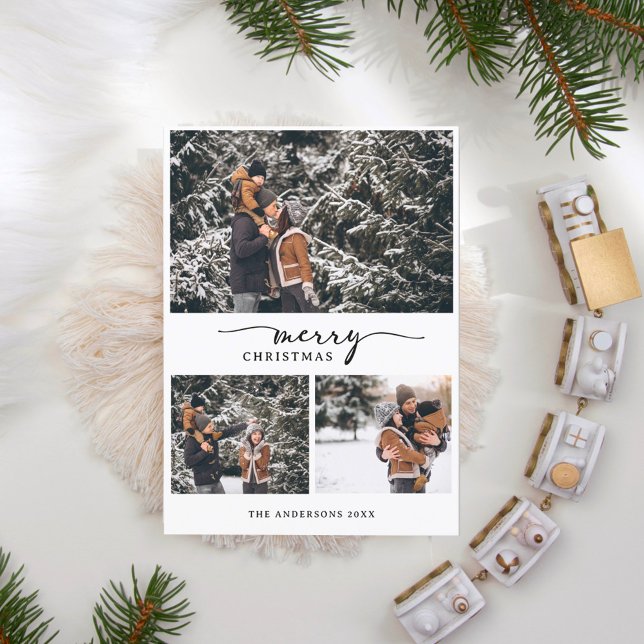 Frohe Weihnachten 3 Fotos Collage Moderne Schrift (Von Creator hochgeladen)