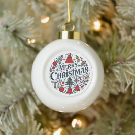 Frohe Weihnachten 3 Keramik Kugel-Ornament