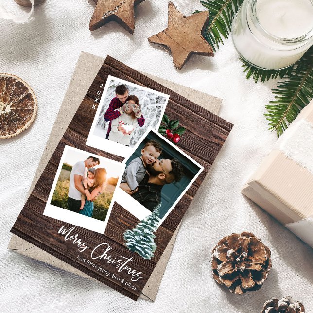 Frohe Weihnachten 3 Sofortige Foto Rustikale Karte (Von Creator hochgeladen)