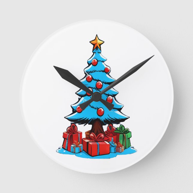 Frohe Weihnachten 3D Runde Wanduhr (Vorderseite)