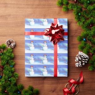 Frohe Weihnachten 3D Snowman Geschenkpapier