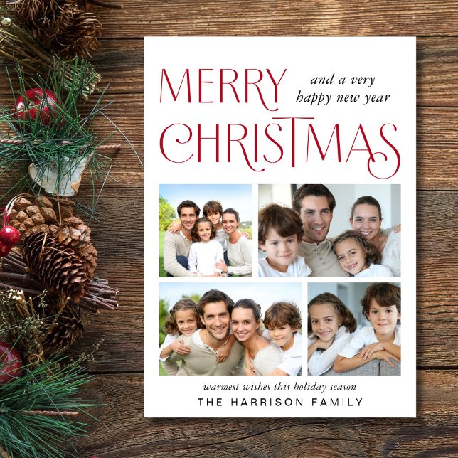 Frohe Weihnachten 4 Foto (This holiday season, let your family's smiles and heartwarming memories shine on our 4 photo card)