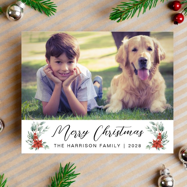 Frohe Weihnachten 4 Foto Budget Urlaubskarte (This holiday season, let your family's smiles and heartwarming memories shine on our 4 photo card)