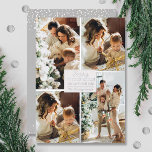 Frohe Weihnachten 4 Foto Collage Silver Folien Feiertagskarte