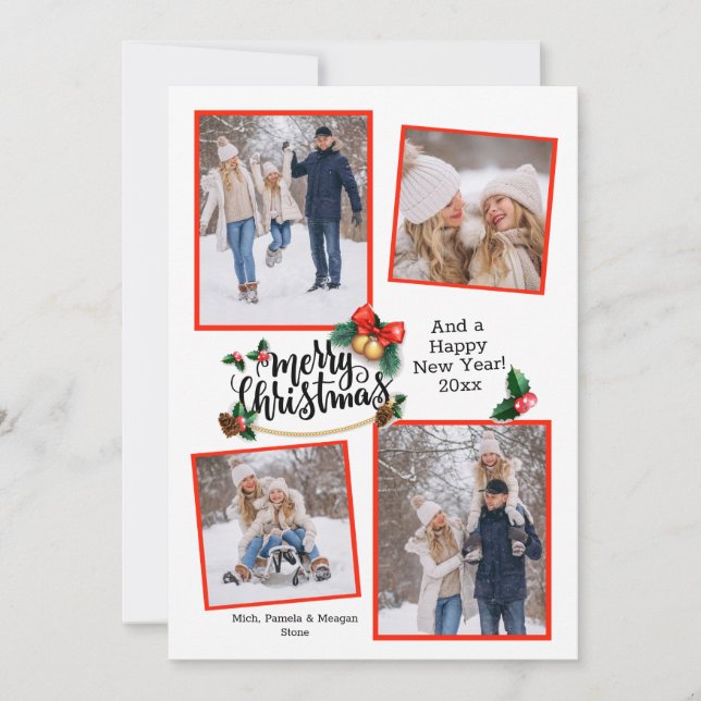Frohe Weihnachten 4 Foto Urlaubskarte Einladung (Vorderseite)