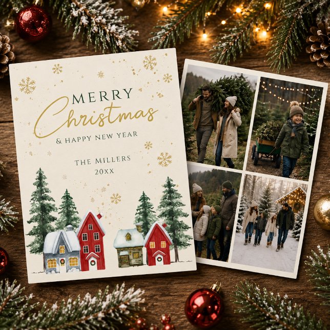 Frohe Weihnachten 4 Fotos (Merry Christmas 4 Photos Holiday Card)