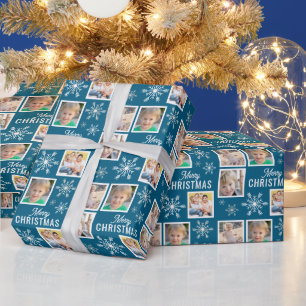 Frohe Weihnachten 4 Fotos Schneeflocke Weihnachten Geschenkpapier