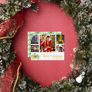 Frohe Weihnachten 5 benutzerdefinierte Fotos Stech Folien Feiertagspostkarte