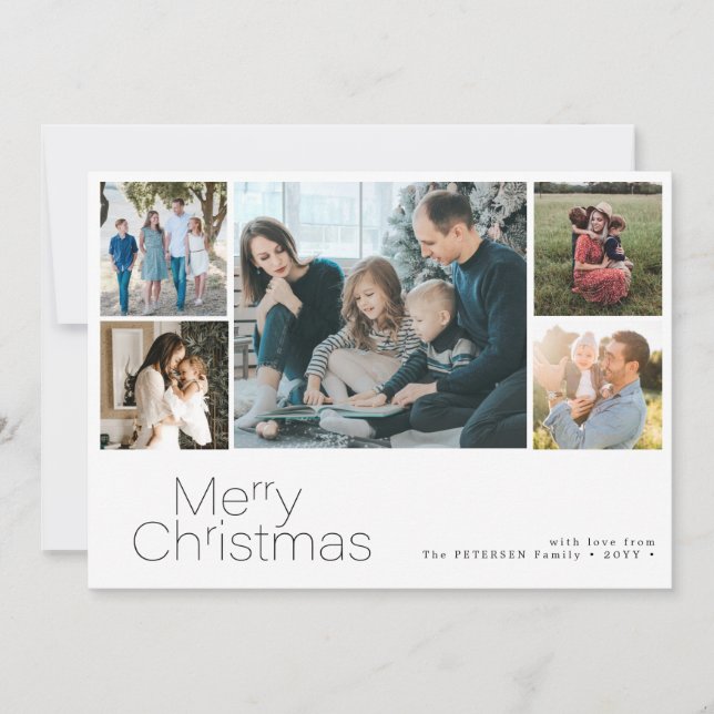 Frohe Weihnachten 5 Foto Collage modern (Vorderseite)