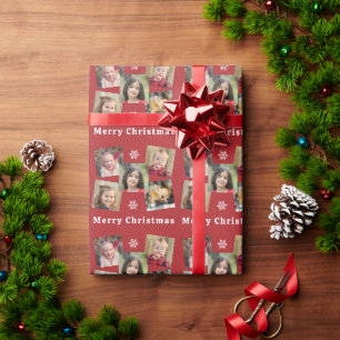 Frohe Weihnachten 5 Foto-Collage rote Weihnachten Geschenkpapier