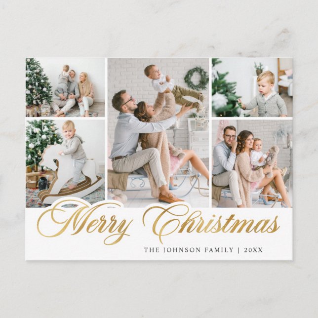 Frohe Weihnachten 5 FOTO Feiertag Gruß Postkarte (Vorderseite)