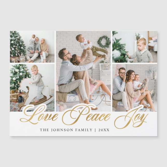 Frohe Weihnachten 5 FOTO Gruß Magnetkarte (Vorderseite)