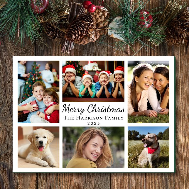 Frohe Weihnachten 6 Foto Collage (This holiday season, let the magic of your cherished moments unfold with our 6 photo Christmas card)
