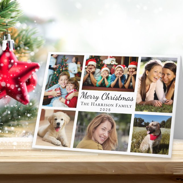 Frohe Weihnachten 6 Foto Collage (Share the love and warmth of the season with your personalized photo Christmas card)