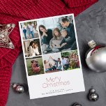 Frohe Weihnachten 6 Foto Collage modern<br><div class="desc">Einfache minimalistische rote Typografie 6 individuelle Fotos,  Familienname und Text personalisierte elegante Weihnachtskarte.</div>