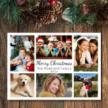 Frohe Weihnachten 6 Foto Collage Urlaubskarte<br><div class="desc">Einfache,  moderne 6 Foto Collage Urlaubskarte. Personalisieren Sie die "Frohe Weihnachten" Gruß zu etwas Ähnliches in der Länge und fügen Sie Ihren Familiennamen,  das Jahr und sechs Lieblingsfotos der Kinder und Haustiere.</div>