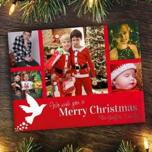 Frohe Weihnachten 6 Fotos Rote Taube Folien Feiertagspostkarte