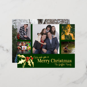 Frohe Weihnachten 6 Fotos Rotgoldholz Folien Feiertagspostkarte