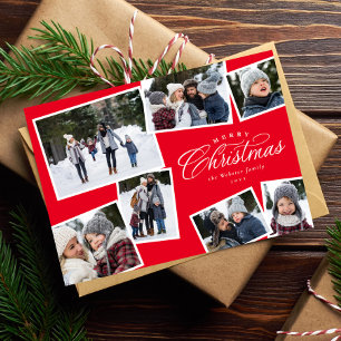 Frohe Weihnachten 7er Foto-Collage rote Familie