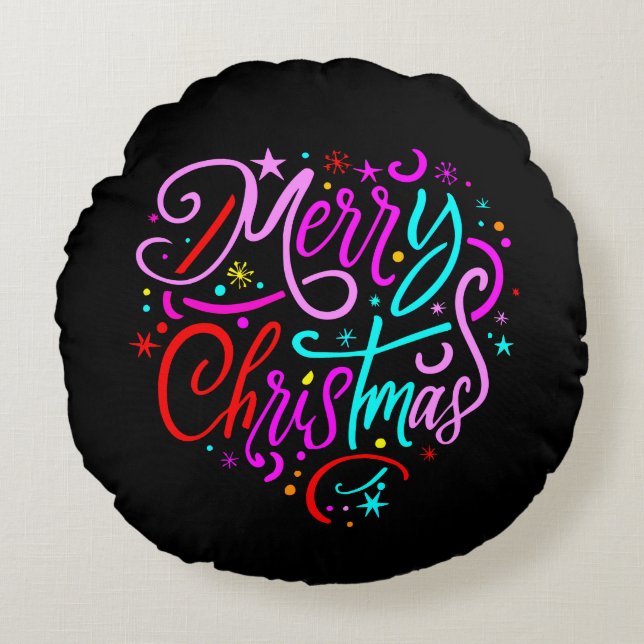 Frohe Weihnachten-83167 Rundes Kissen (Vorderseite)