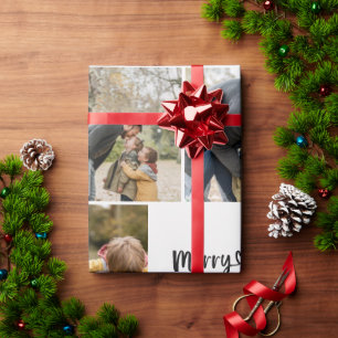 Frohe Weihnachten 8 Fotocollage Moderne Familie Geschenkpapier