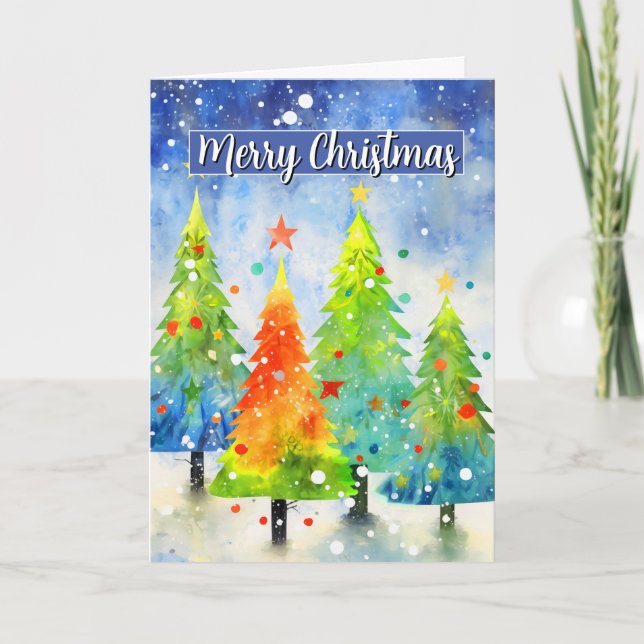 Frohe Weihnachten Abstrakte Bäume Karte (Vorderseite)