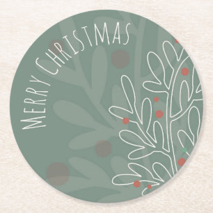 Frohe Weihnachten abstrakte florale Mistel Runder Pappuntersetzer