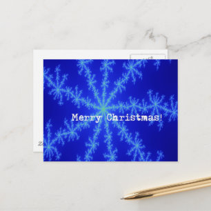 Frohe Weihnachten Abstrakter blauer Schneeflocke Postkarte