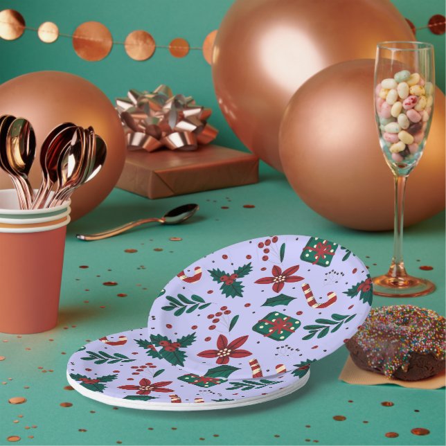 Frohe Weihnachten Abstraktes Muster Pappteller (Multi)