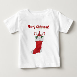 Frohe Weihnachten Adorable Gnome in Rotem Strumpf Baby T-shirt