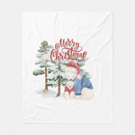 Frohe Weihnachten Adorable Holiday Design Fleecedecke