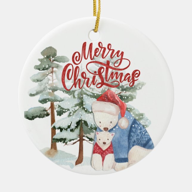 Frohe Weihnachten Adorable Holiday Design Keramik Ornament (Vorne)