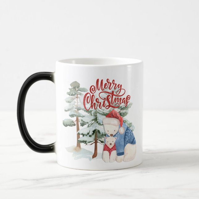 Frohe Weihnachten Adorable Holiday Design Verwandlungstasse (Links)