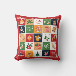 Frohe Weihnachten Adventskalender Poinsettia Rot Kissen