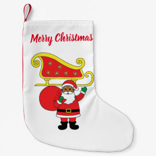 Frohe Weihnachten Afrikanischer Weihnachtsmann Kleiner Weihnachtsstrumpf