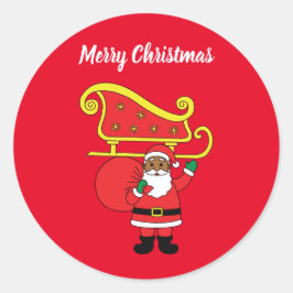 Frohe Weihnachten Afrikanischer Weihnachtsmann Rot Runder Aufkleber