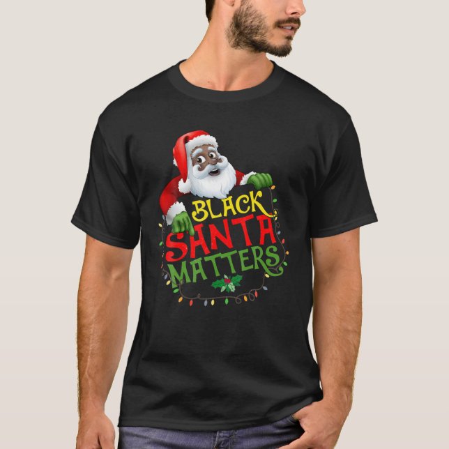 Frohe Weihnachten Afro American Santa Black Matter T-Shirt (Vorderseite)