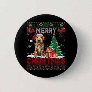 Frohe Weihnachten Airedale Terrier Dog Lover Ugly Button