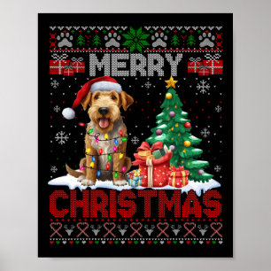 Frohe Weihnachten Airedale Terrier Dog Lover Ugly Poster