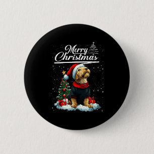 Frohe Weihnachten Airedale Terrier Weihnachtsmann Button