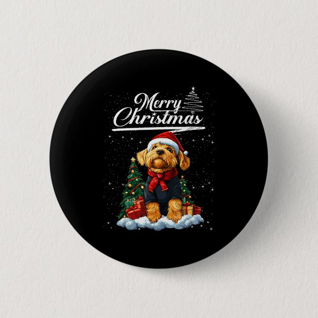 Frohe Weihnachten Airedale Terrier Weihnachtsmann  Button (Vorderseite)
