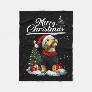 Frohe Weihnachten Airedale Terrier Weihnachtsmann Fleecedecke
