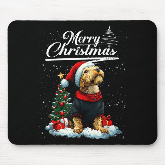 Frohe Weihnachten Airedale Terrier Weihnachtsmann  Mousepad (Vorne)