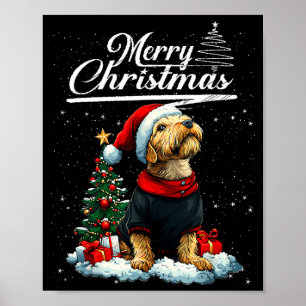 Frohe Weihnachten Airedale Terrier Weihnachtsmann Poster
