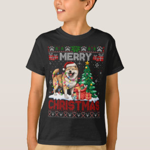 Frohe Weihnachten Akita Dog Liebhaber Familie Ugly T-Shirt