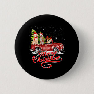 Frohe Weihnachten Akita Dog Santa Reindeer Red Tru Button